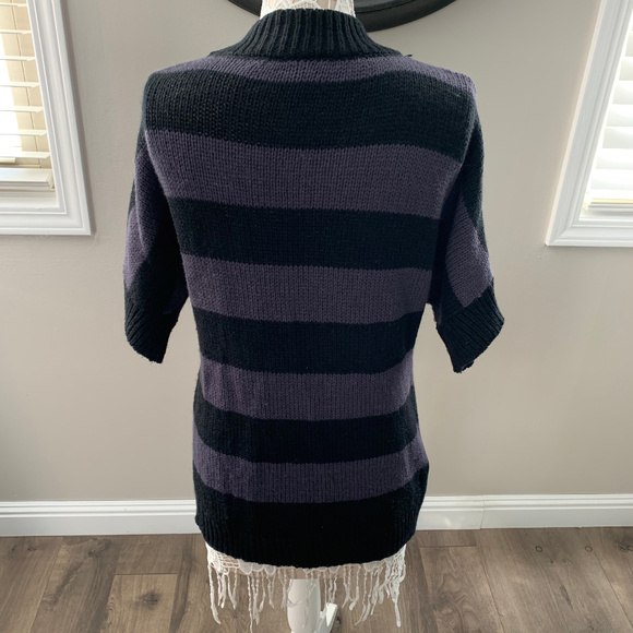 Dots Ladies Black & Gray Striped Knit Open Cardigan Size L - Picture 4 of 7